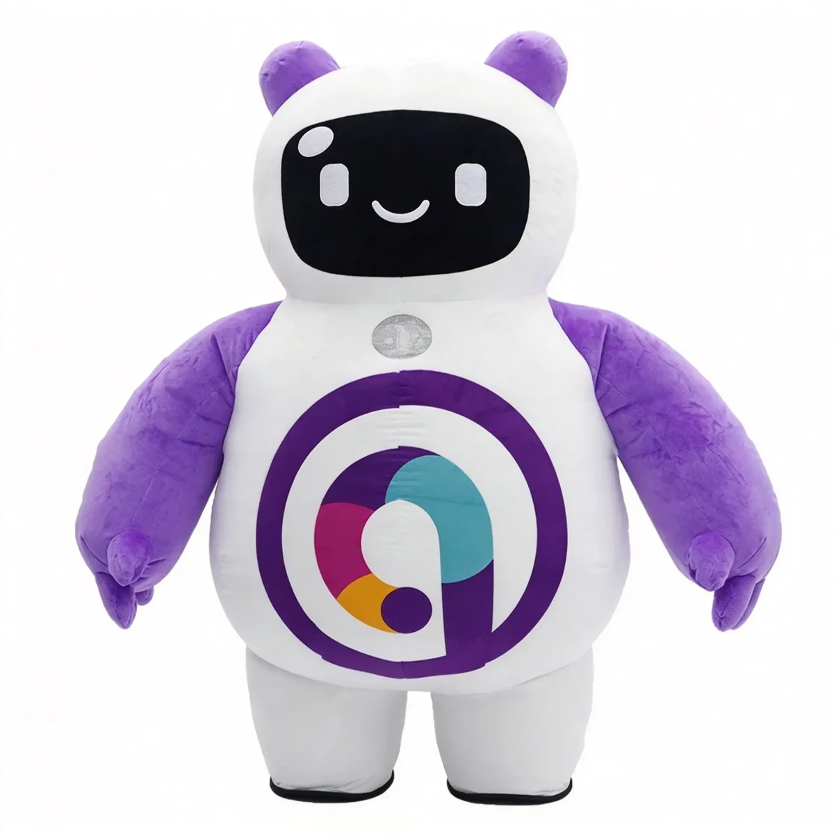 Purple White Robot Mascot — inflatable mascot costume, factory photo