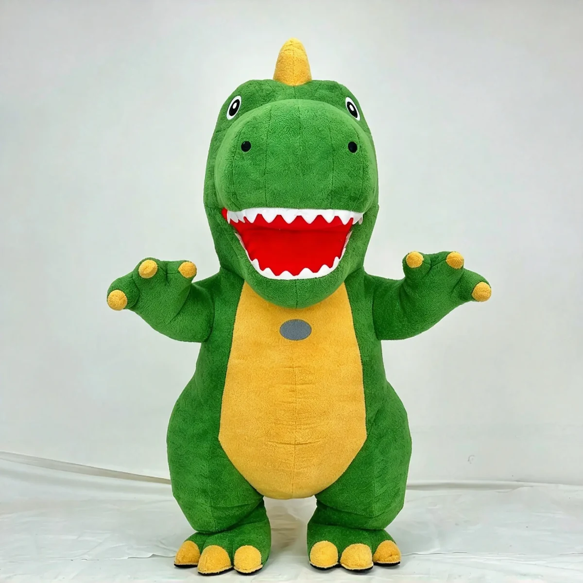 Green Dinosaur Mascot — inflatable mascot costume, factory photo