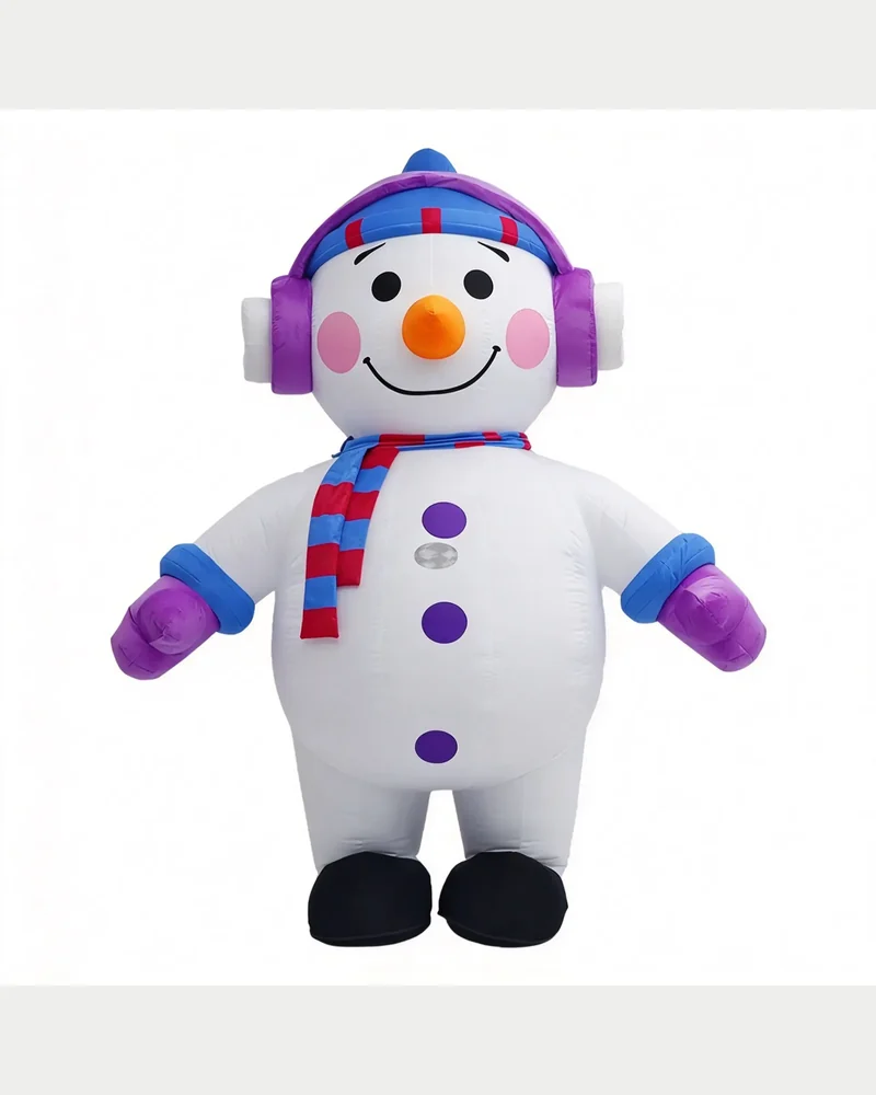 Purple Winter Snowman Mascot