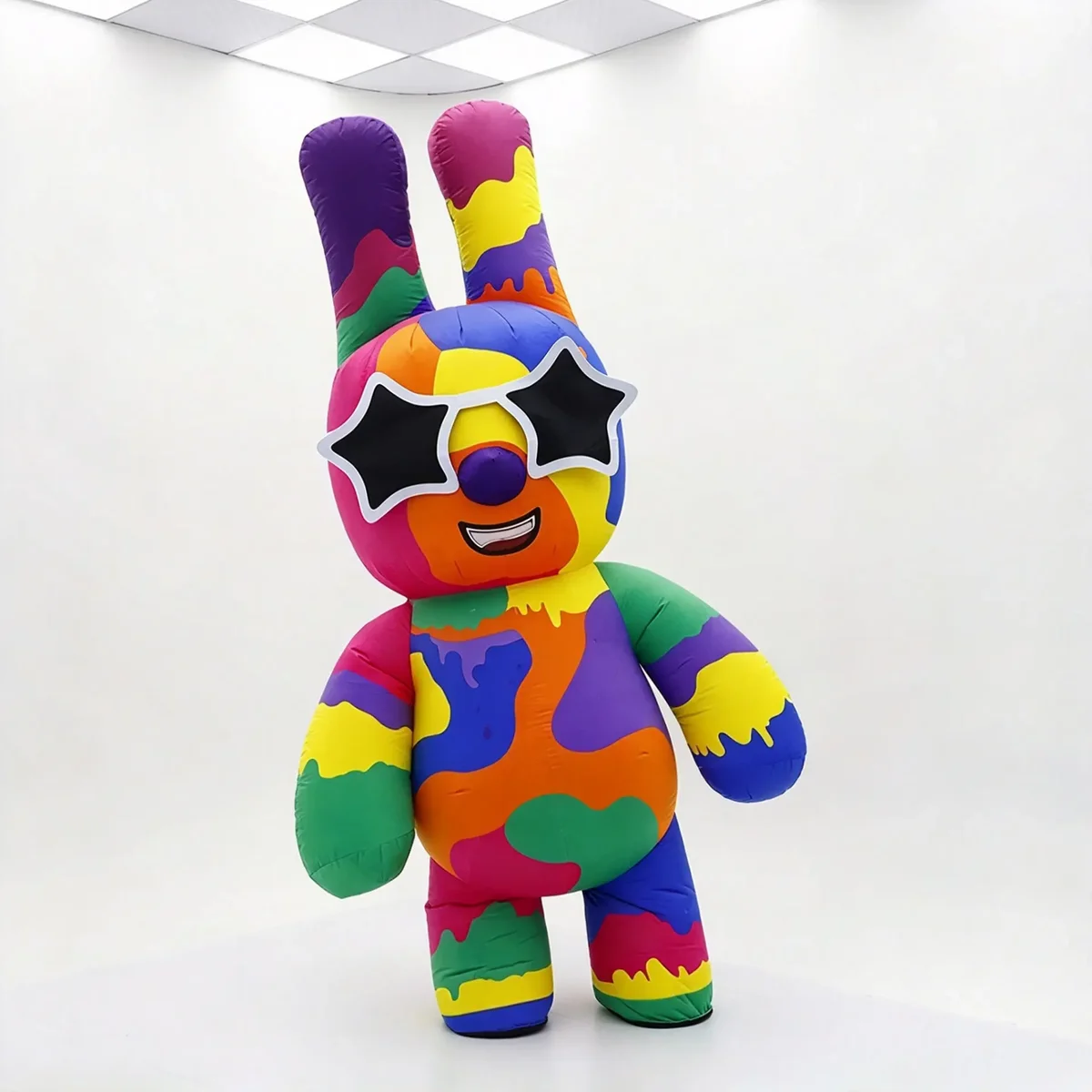 Rainbow Bunny Mascot — inflatable mascot costume, factory photo