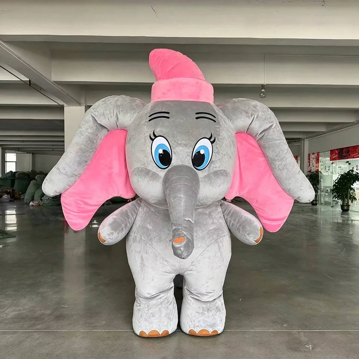 Pink Elephant Mascot — inflatable mascot costume, factory photo