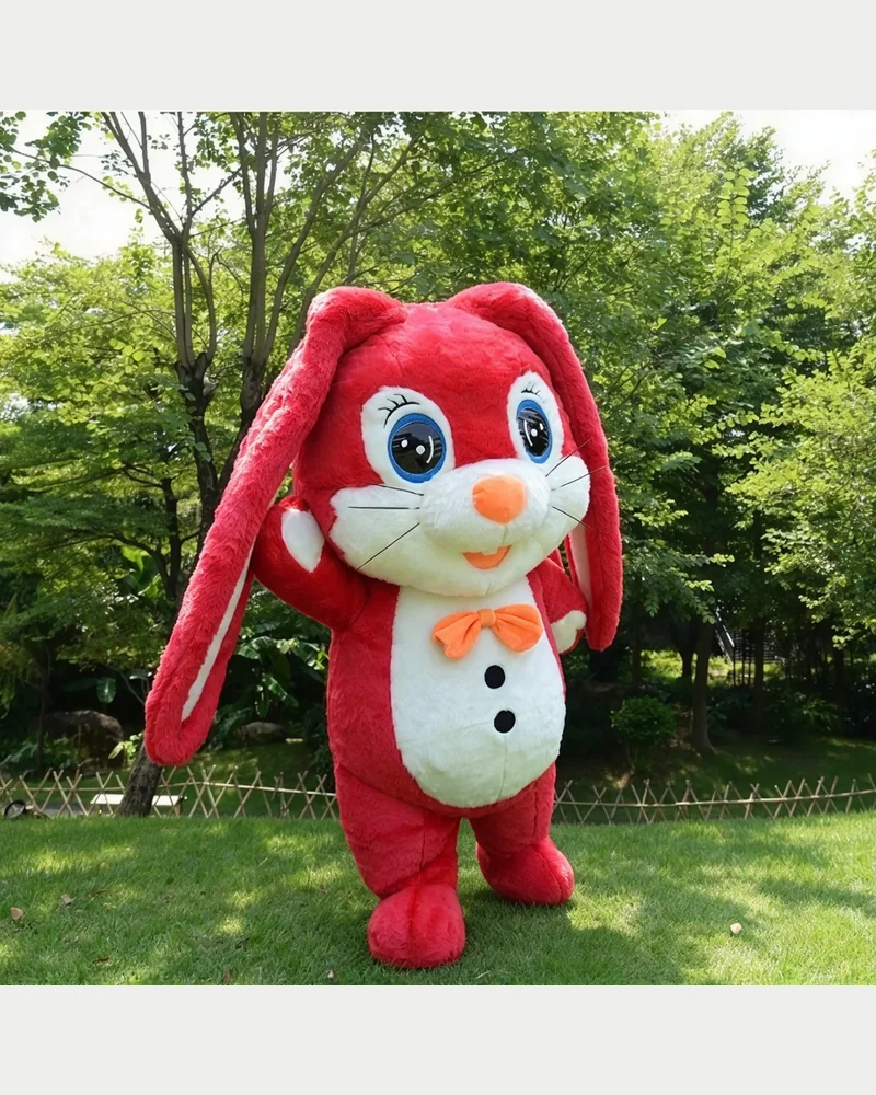 Red Long-Ear Bunny Mascot