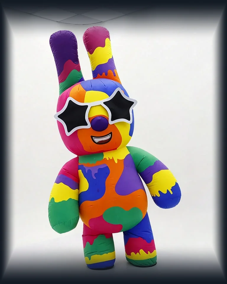 Rainbow Bunny Mascot