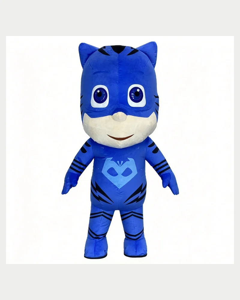 Blue Cat Hero Mascot