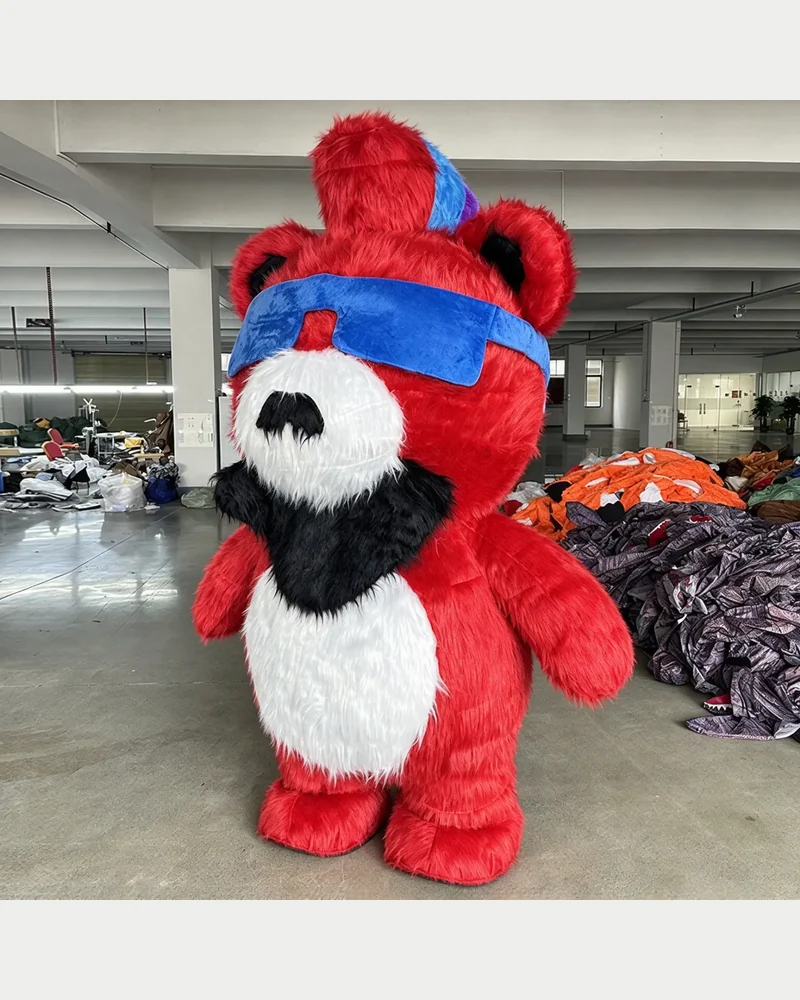 Red Visor Bear Mascot
