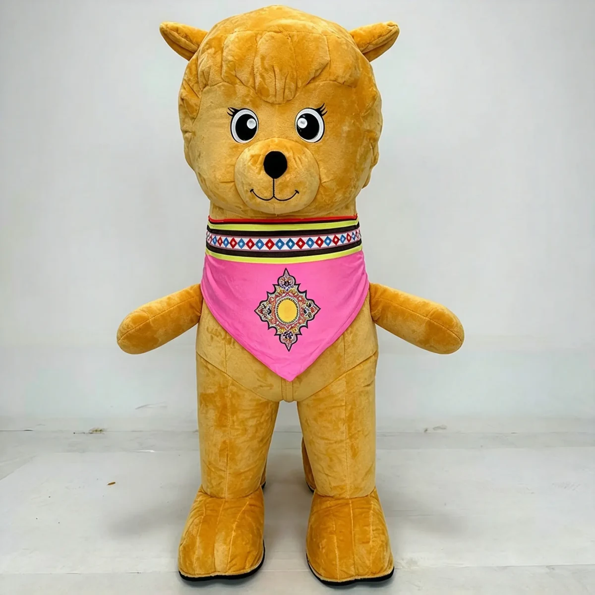 Golden Alpaca Mascot — inflatable mascot costume, factory photo