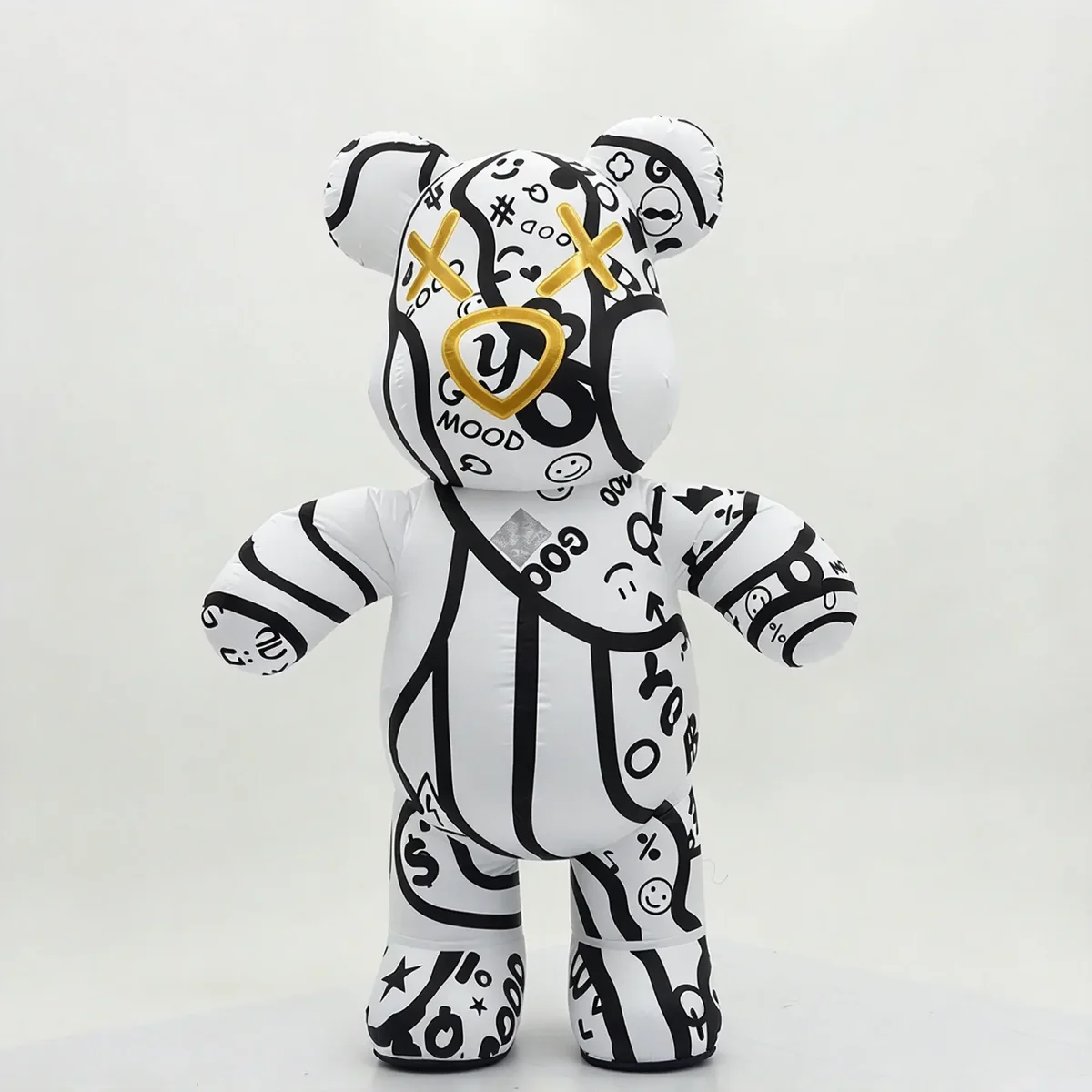 Graffiti Bear Mascot — White — inflatable mascot costume, factory photo