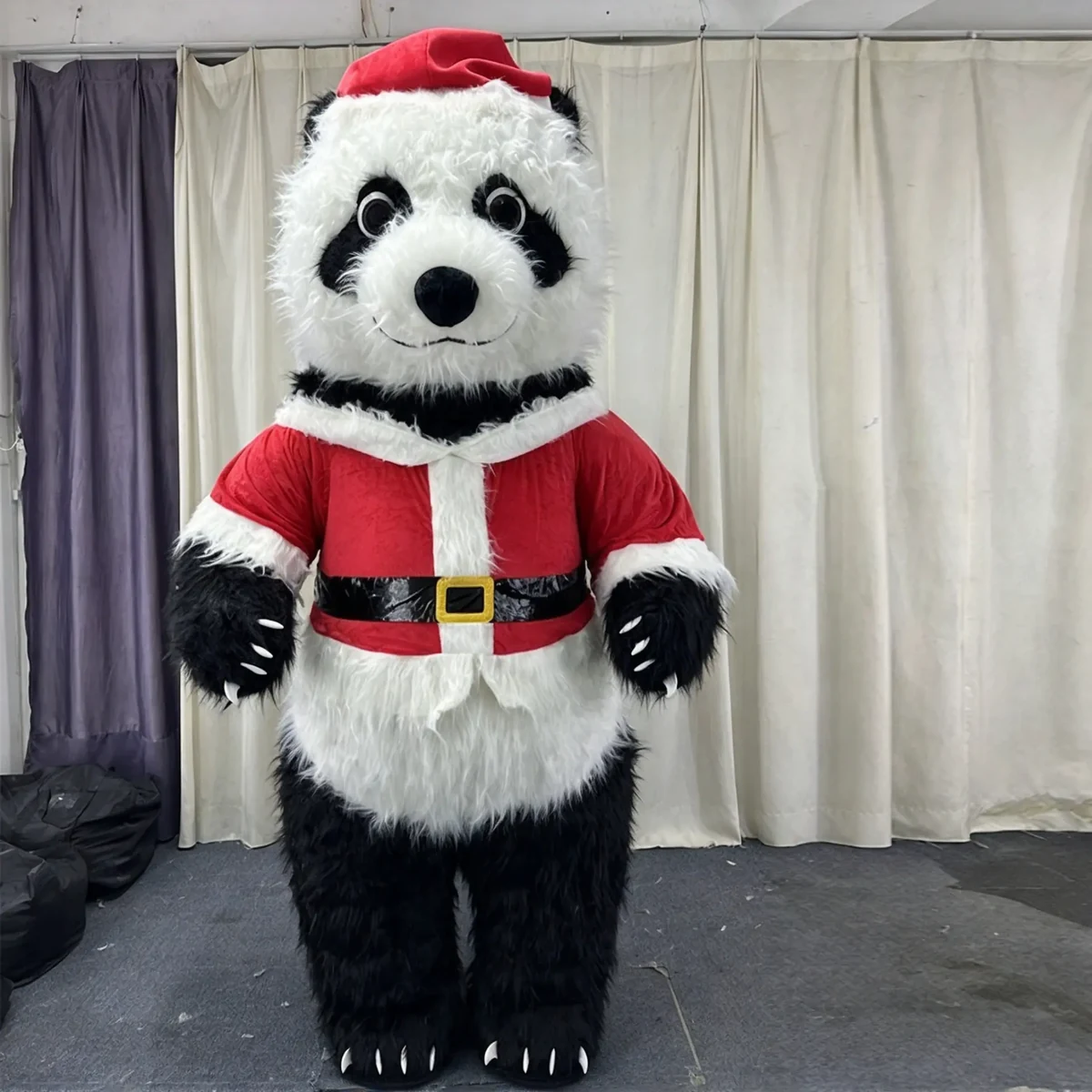 Christmas Panda Mascot — inflatable mascot costume, factory photo