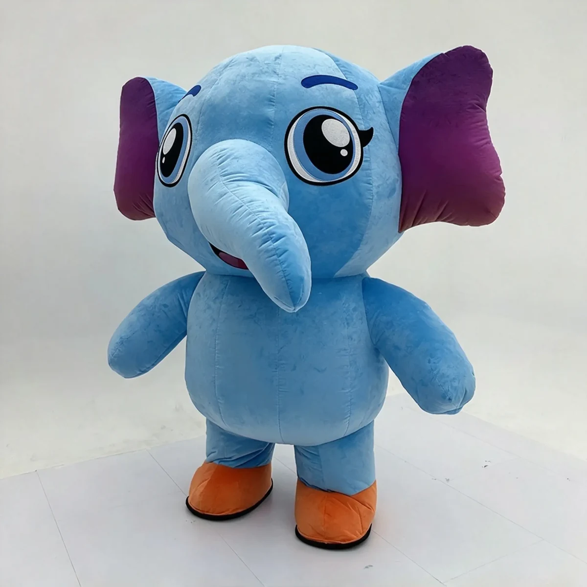Blue Cute Elephant Mascot — inflatable mascot costume, factory photo