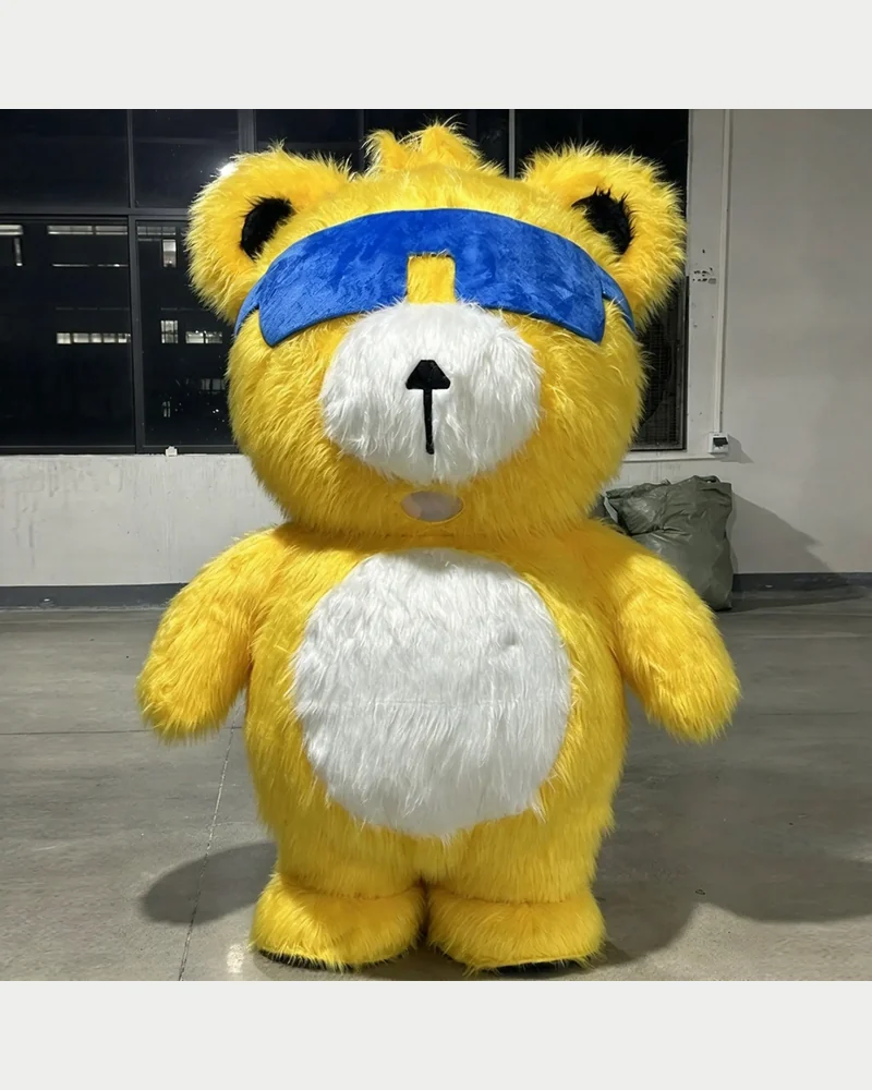 Yellow Visor Bear Mascot