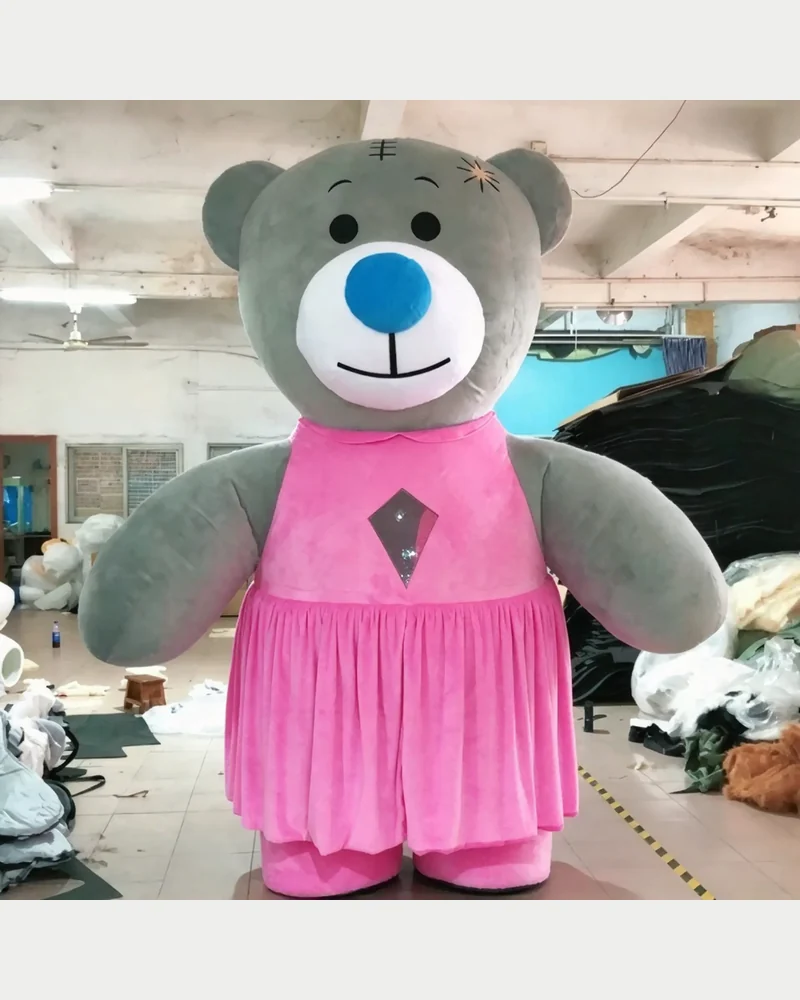 Pink Dress Bear Mascot