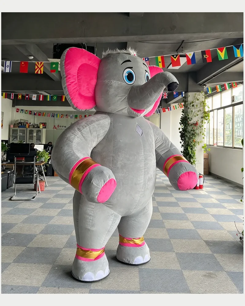 Pink Grey Elephant Mascot