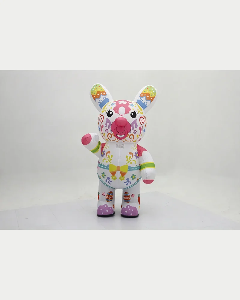 Waving Folk Art Rabbit Mascot