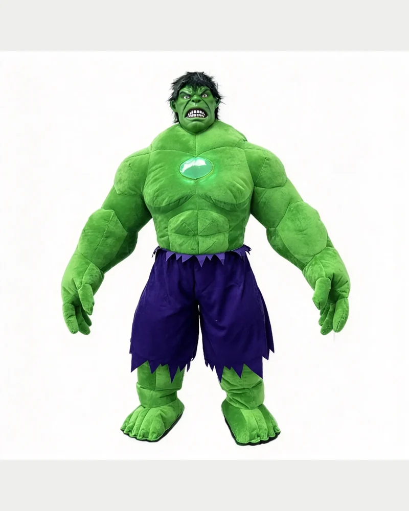 Muscular Green Superhero Mascot