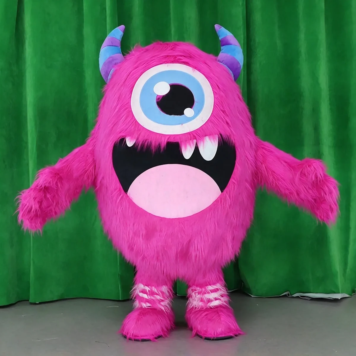 Pink One-Eye Monster Mascot — inflatable mascot costume, factory photo