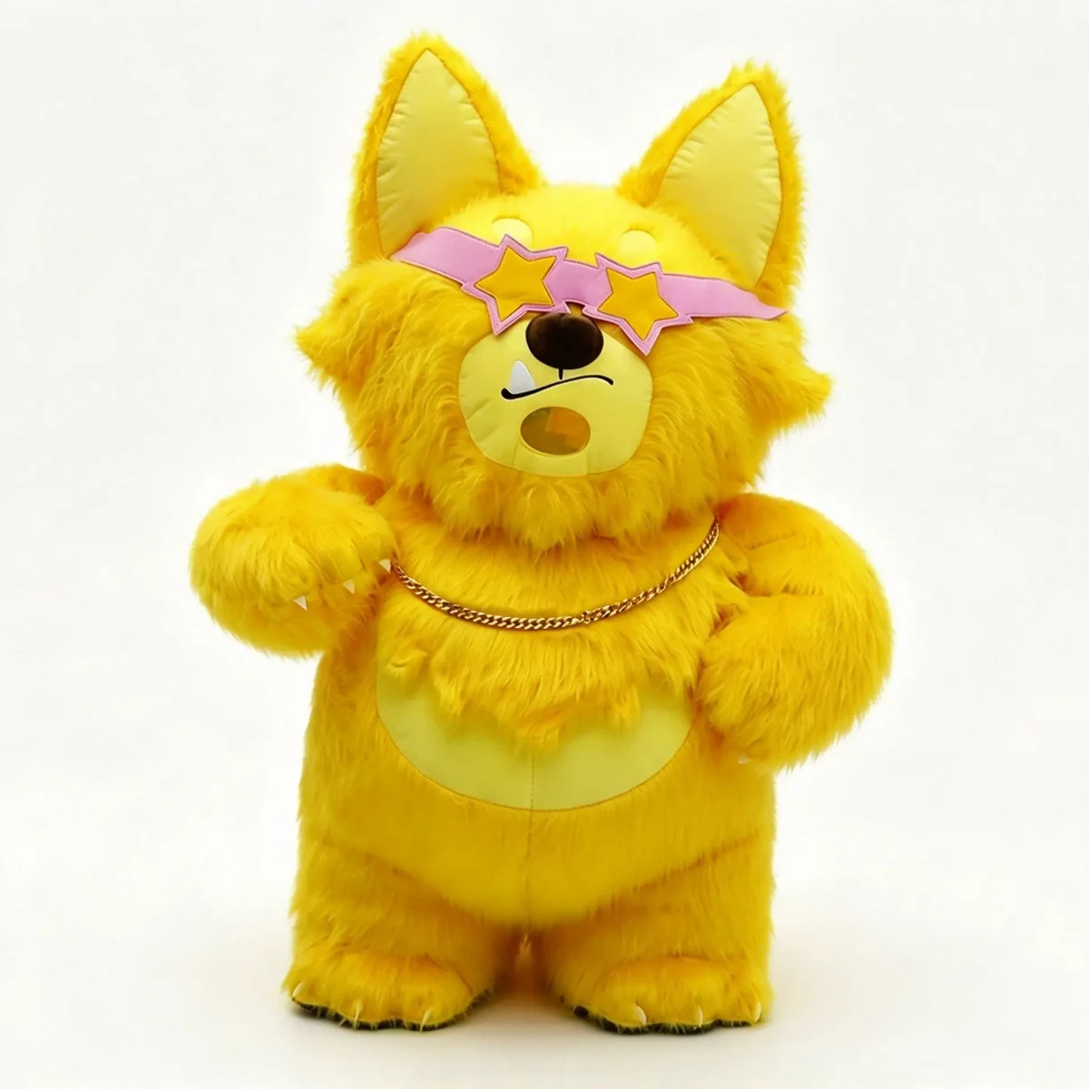 Yellow Sunglasses Cat Mascot — inflatable mascot costume, factory photo