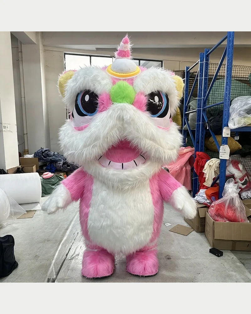 Pink Lion Dance Mascot
