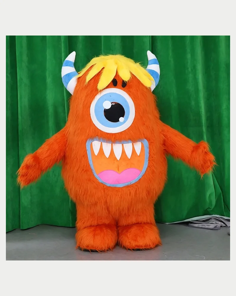 Orange One-Eye Monster Mascot