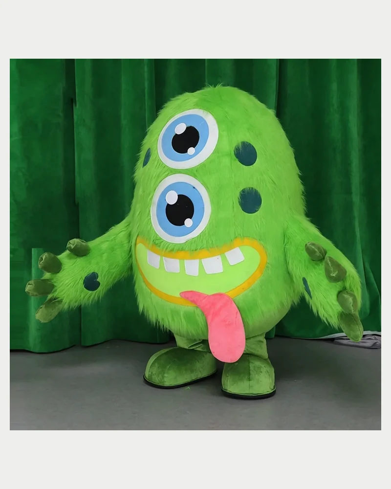 Green Two-Eye Monster Mascot