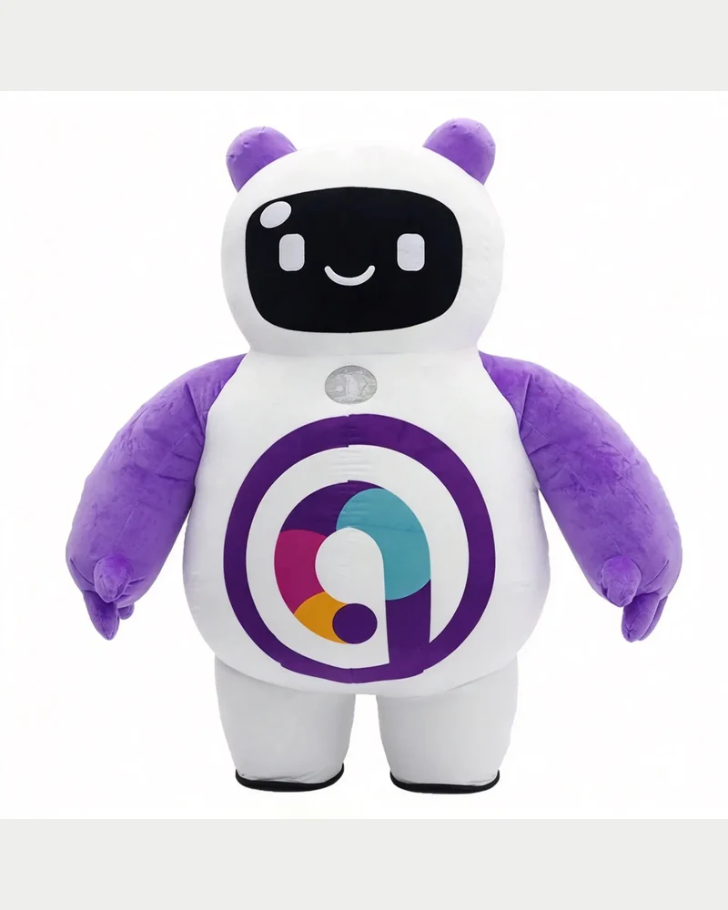 Purple White Robot Mascot