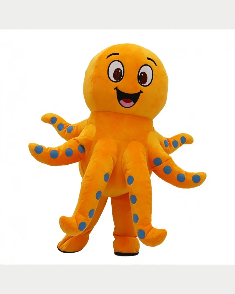 Orange Octopus Mascot